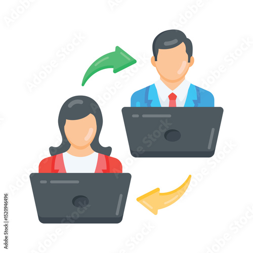 A flat style icon showing employee turnover
