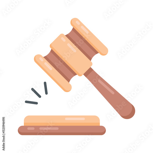 Here is a flat icon showing gavel used in courtrooms