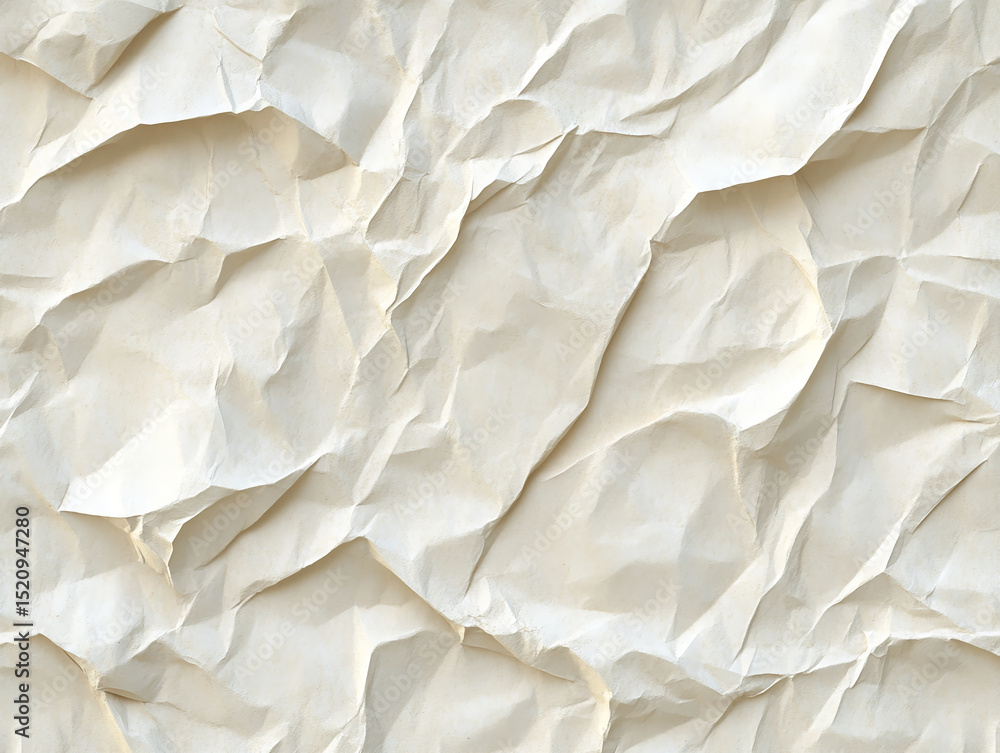 Obraz premium Crumpled paper texture in neutral beige tones, seamless background, high-resolution image ideal for design, packaging, or branding. AI generated