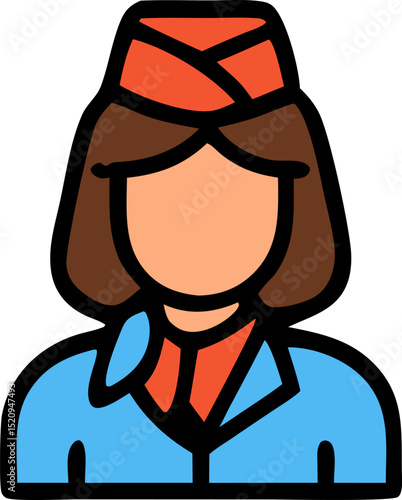 Flight attendant icons suitable for travel websites, brochures, and advertisements.