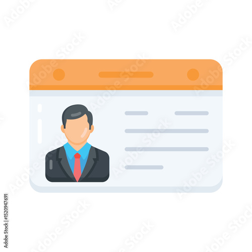 A flat icon showing employee ID card