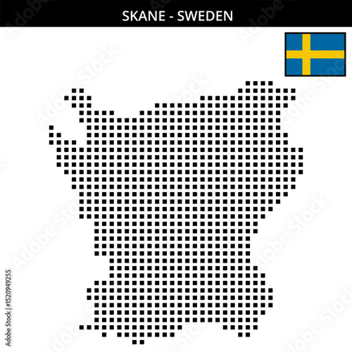 Big square dotted map of skane in Sweden