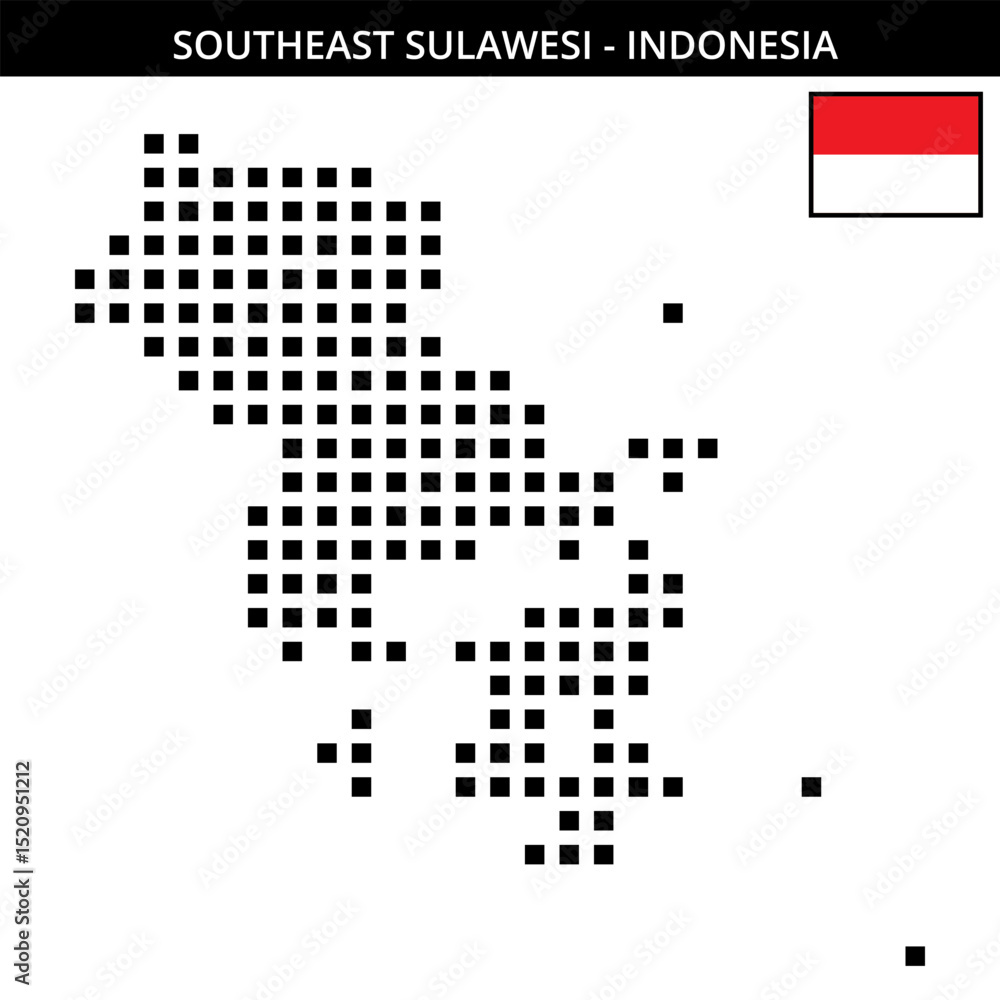 Fototapeta premium Big square dotted map of southeast-sulawesi in Indonesia