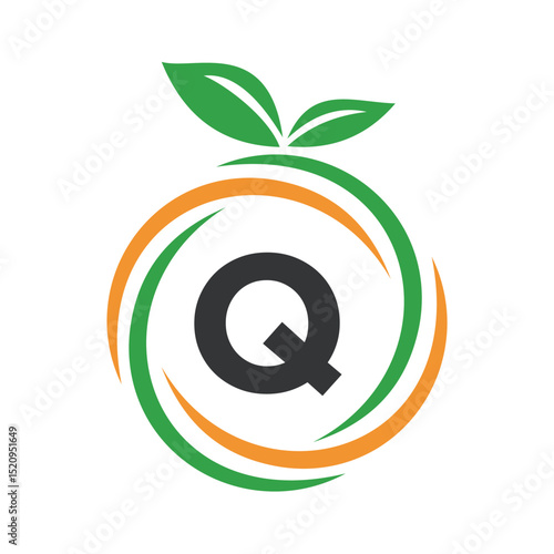  Initial Orange Logo combine with letter Q vector template