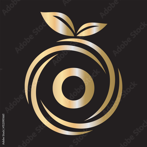  Initial Orange Logo combine with letter O vector template