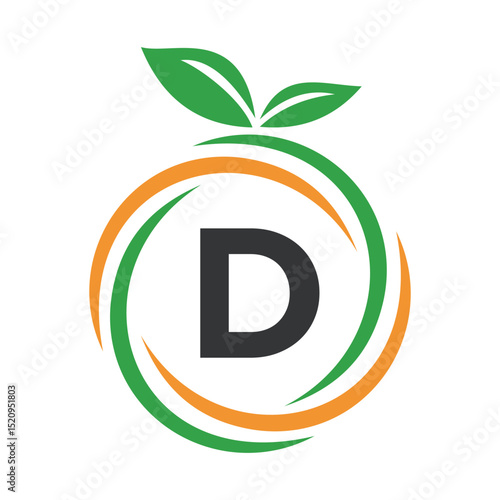  Initial Orange Logo combine with letter D vector template
