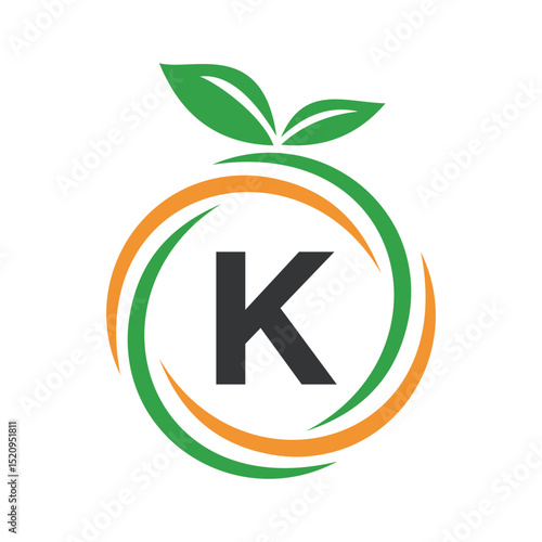  Initial Orange Logo combine with letter K vector template
