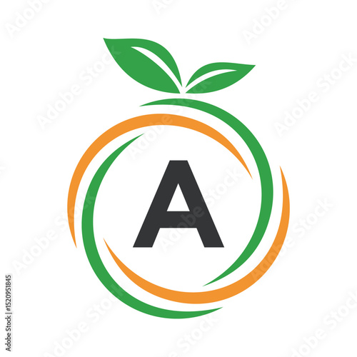  Initial Orange Logo combine with letter A vector template