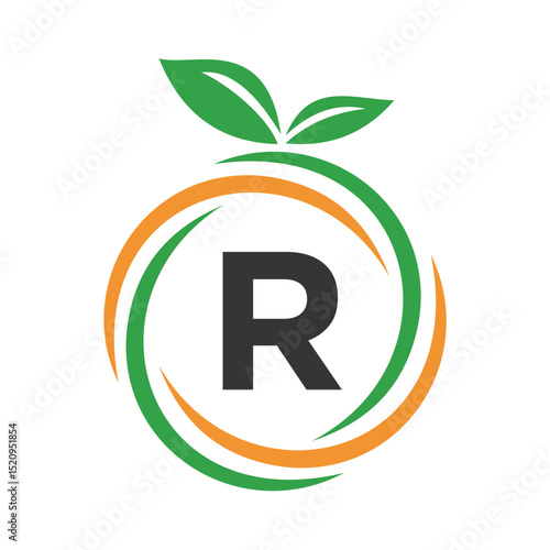  Initial Orange Logo combine with letter R vector template