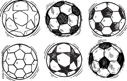 Hand drawn of the soccer ball, isolated on white background