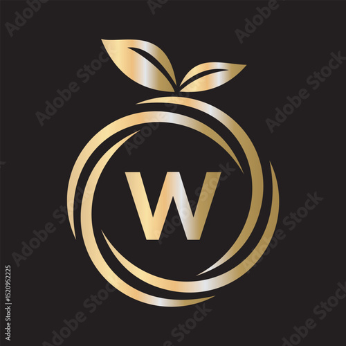  Initial Orange Logo combine with letter W vector template