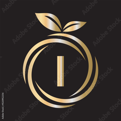  Initial Orange Logo combine with letter I vector template