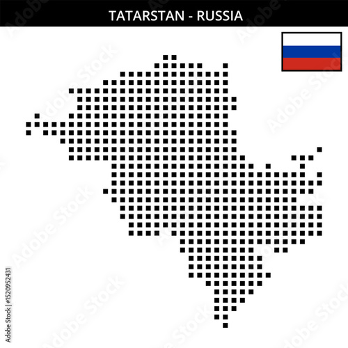 Big square dotted map of Tatarstan in Russia