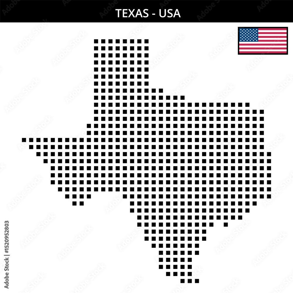 Obraz premium Big square dotted map of texas in the USA