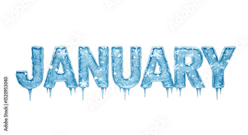 Icy January: A Frozen Month Text Design. A captivating graphic of the month 