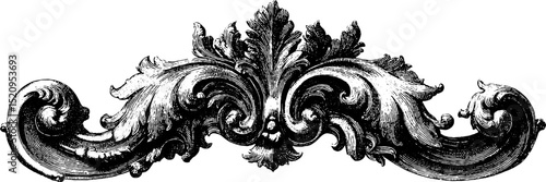 Ornate baroque cartouche design for decorative art and historical prints