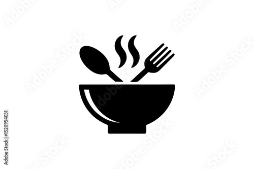 Restaurant food bowl with spoon and fork icon vector