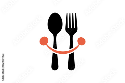 Restaurant logo design with smiling face cutlery