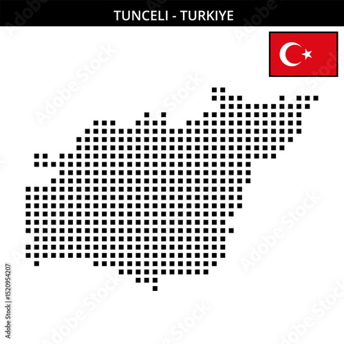 Big square dotted map of tunceli in Turkiye