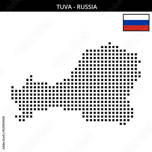 Big square dotted map of Tuva in Russia