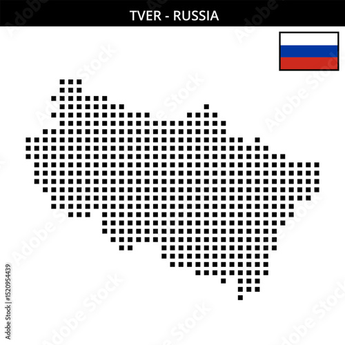 Big square dotted map of Tver in Russia