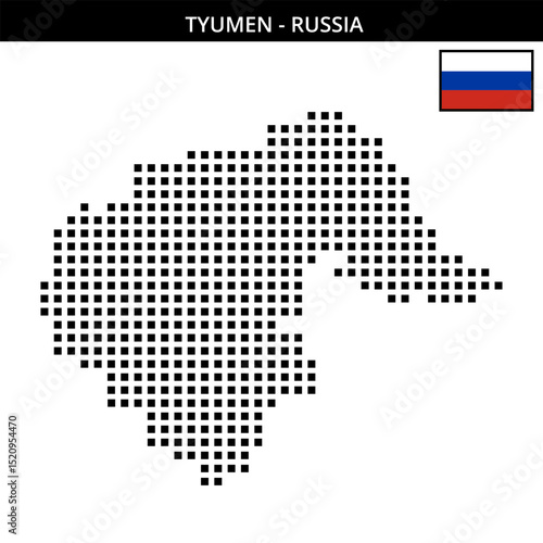 Big square dotted map of Tyumen in Russia