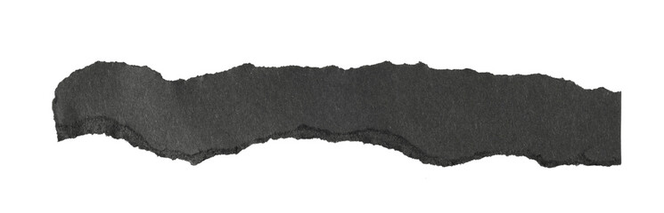 black ripped torn paper stripe isolated on white or transparent png