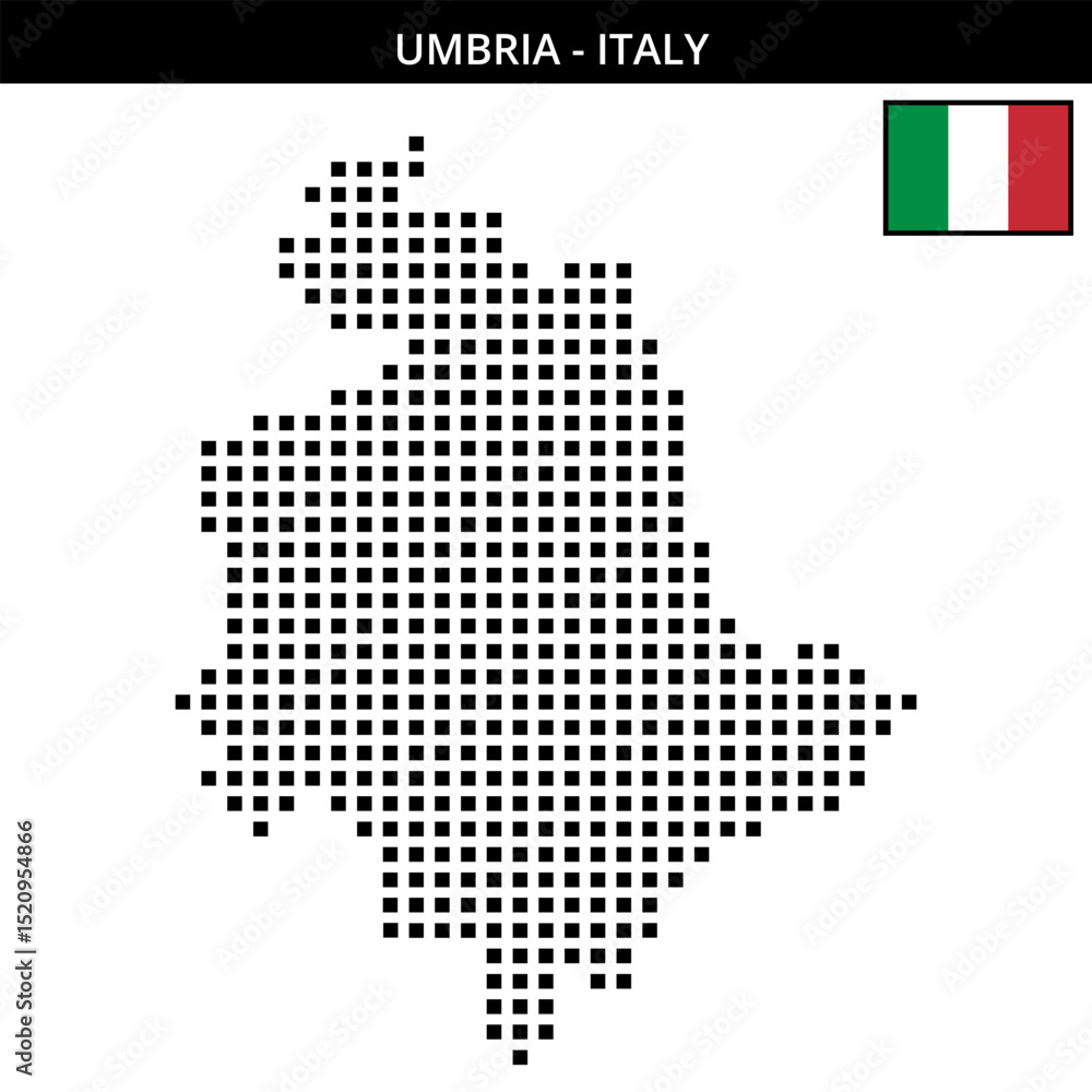 Obraz premium Big square dotted map of umbria in Italy