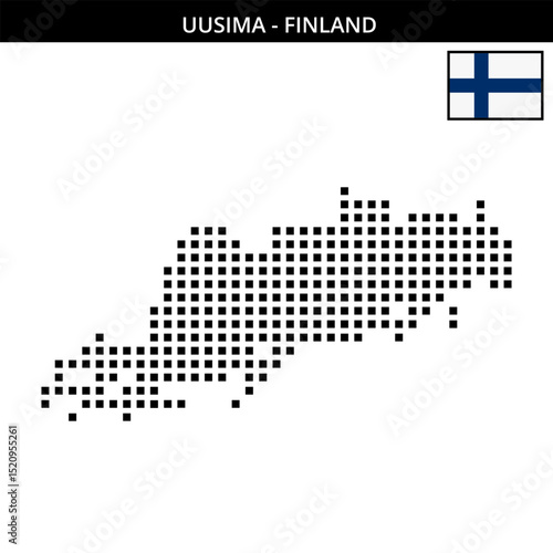 Big square dotted map of uusima in Finland
