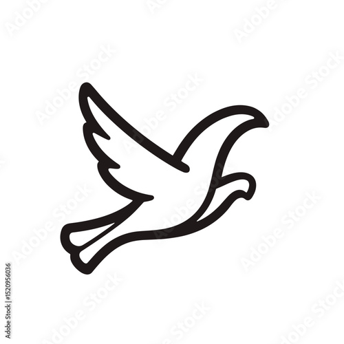Simple white dove in flight, elegant bird symbol, peaceful avian creature soaring gracefully.  Dove represents hope and peace, a symbol of remembrance and tranquility.