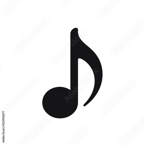 Simple black musical note. Eighth note symbol for music notation.  Elegant eighth note design perfect for musical scores, sheet music, or funeral program design.