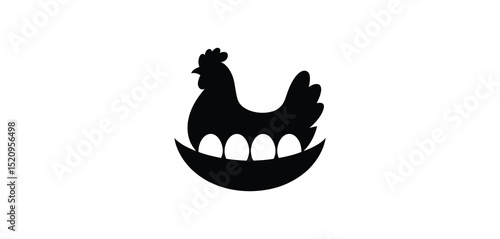 Silhouette of Hen Sitting on Nest with Eggs
