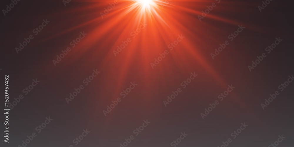 Obraz premium The rays flash red light and lens flare.