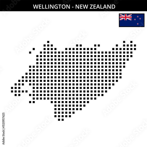 Big square dotted map of wellington in New Zealand