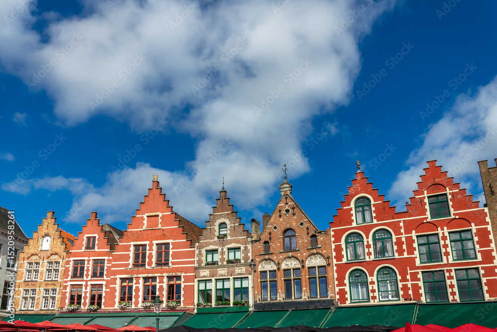 Colorful houses with stepped gables on Bruges Markt (Market Square), Belgium Colorful houses with stepped gables on Bruges Markt (Market Square), Belgium