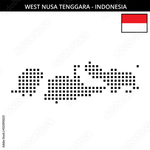 Big square dotted map of west-nusa-tenggara in Indonesia