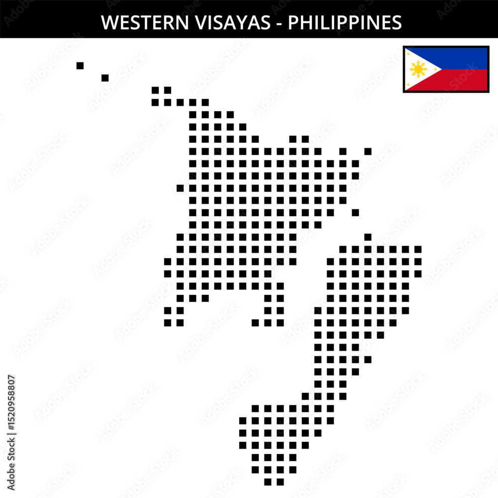 Fototapeta premium Big square dotted map of western-visayas in Philippines
