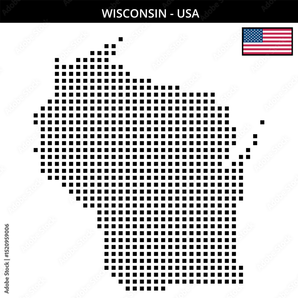 Fototapeta premium Big square dotted map of wisconsin in the USA