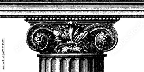 Engraved illustration of classic facade featuring ornate dentil cornice architecture design