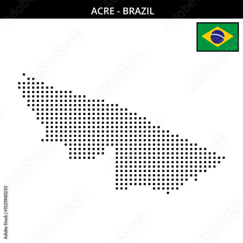 Medium square dotted map of acre in Brazil