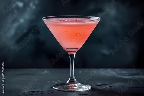 Wallpaper Mural Pink Coral Cocktail in Martini Glass on Dark Textured Background – Elegant Drink Photography Torontodigital.ca