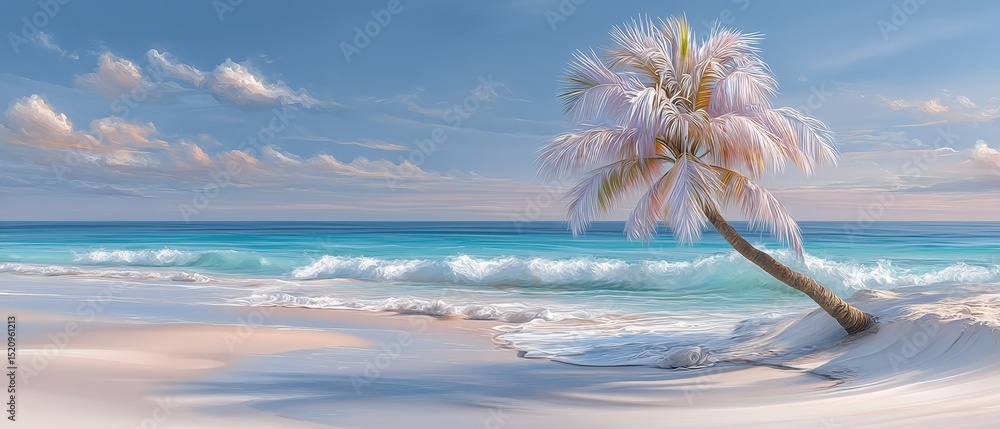 Naklejka premium Tranquil minimalist beach serene sand water and solitude