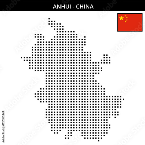 Wallpaper Mural Medium square dotted map of Anhui in China Torontodigital.ca