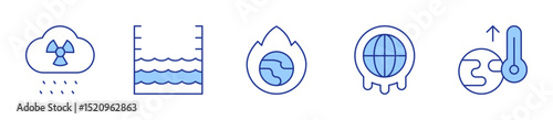 global warming, acid rain, sea level. Climate change Icon vector illustration. Line Duotone style. Editable stroke