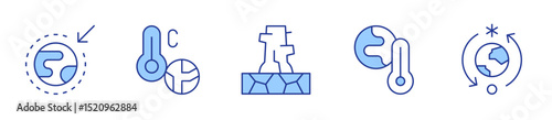 global warming, extreme weather, greenhouse effect, drought. Climate change Icon vector illustration. Line Duotone style. Editable stroke