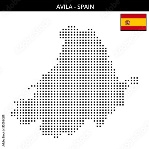 Medium square dotted map of avila in Spain