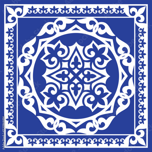 Traditional Persian-Arabic-Turkish-Islamic Pattern. Circular Geometric Ornament. Vector pattern in ethnic style. Traditional Ornament for ceramic tile, carpet, shawl, pillow, cushion, laser or plotter