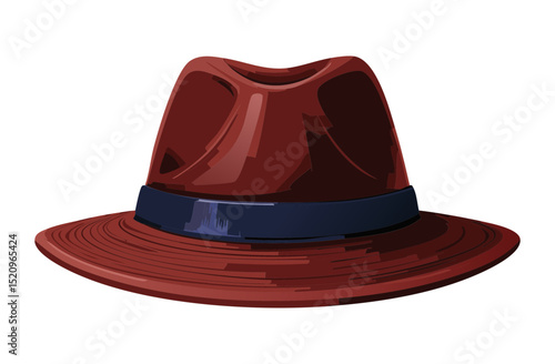 Dark Red Fedora Hat with Blue Band