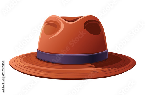 Stylish Brown Felt Fedora Isolated Design