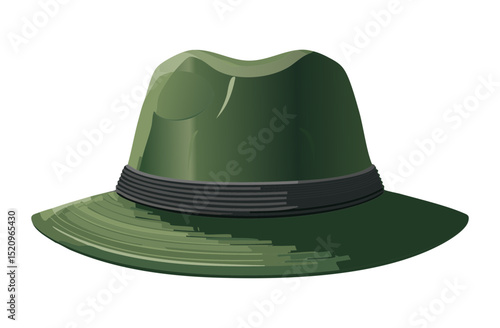 Dark Green Fedora Hat Fashion Accessory
